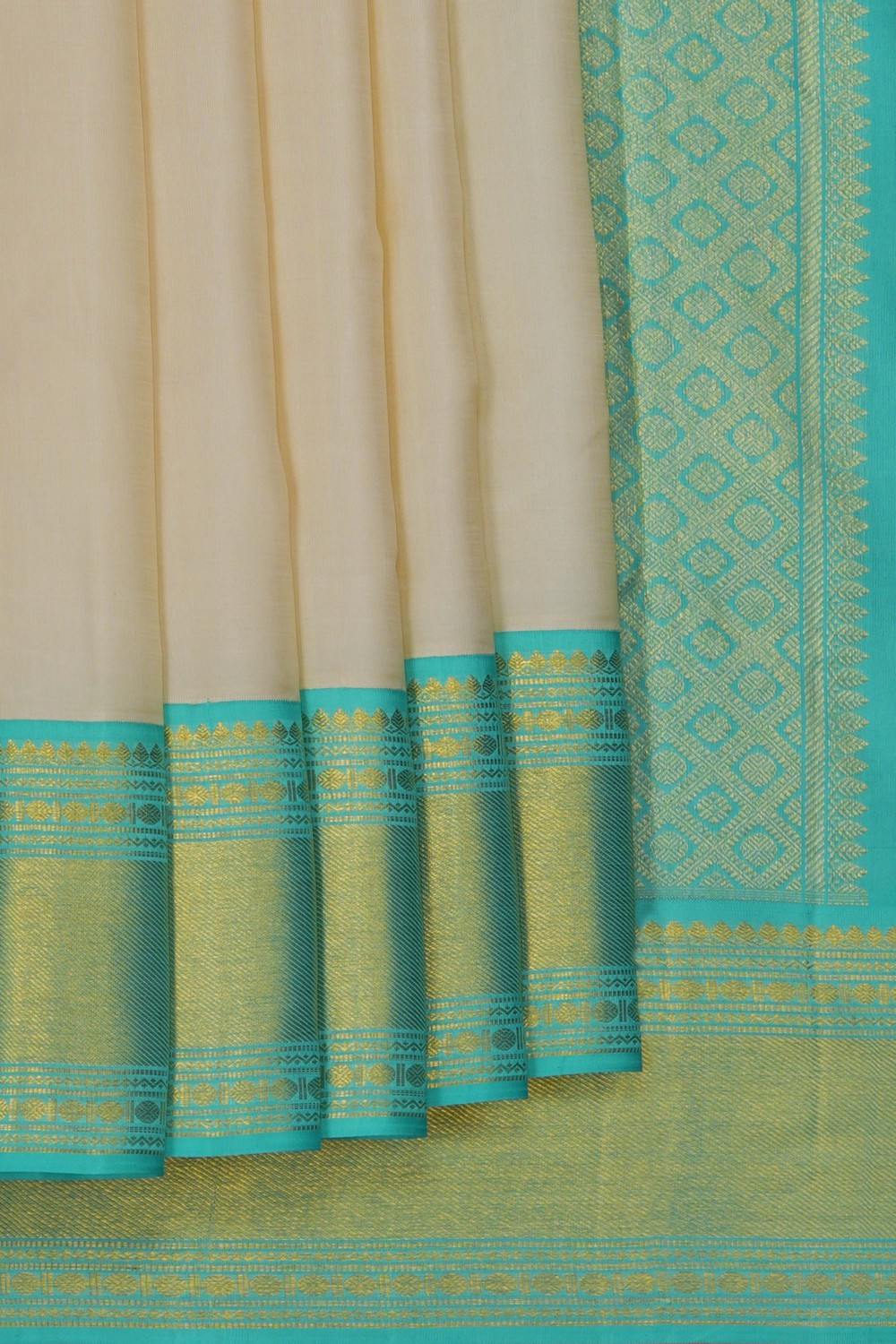 Image of Arani Silk Ivory Off-White Saree