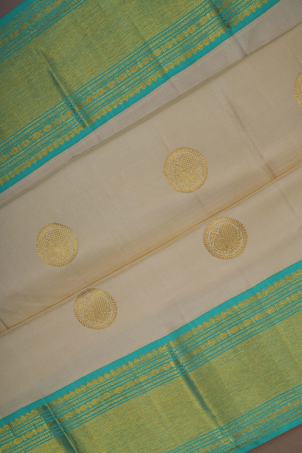 Image of Arani Silk Ivory Off-White Saree
