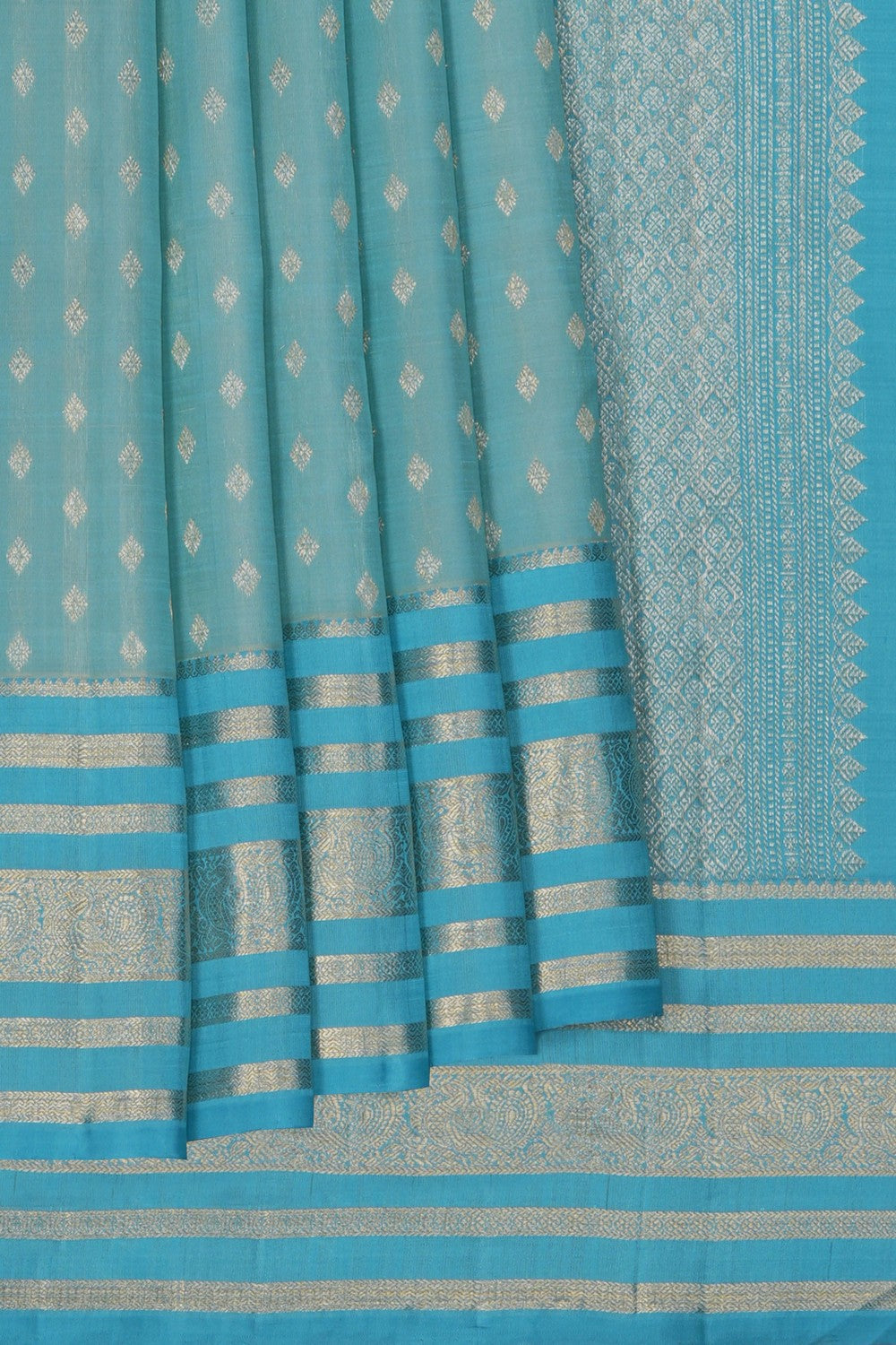 Image of Arani Silk Pastel Blue Saree