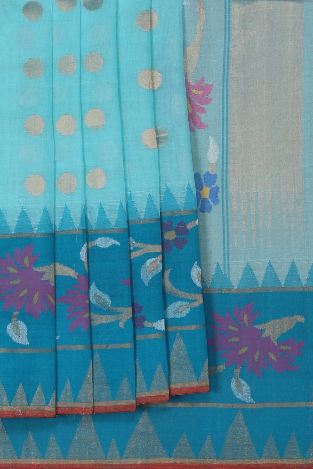 Image of Ponduru Cotton Sea Green Saree