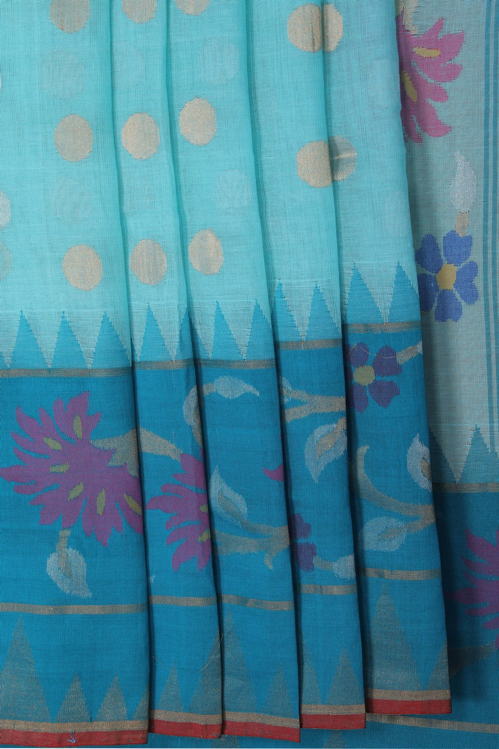 Image of Ponduru Cotton Sea Green Saree