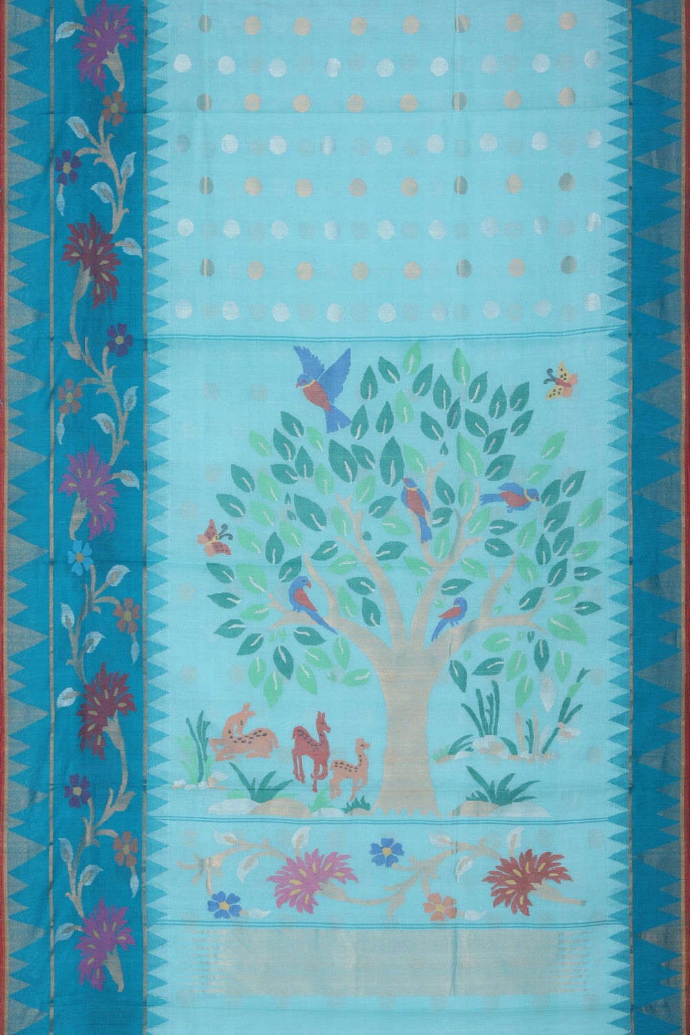 Image of Ponduru Cotton Sea Green Saree