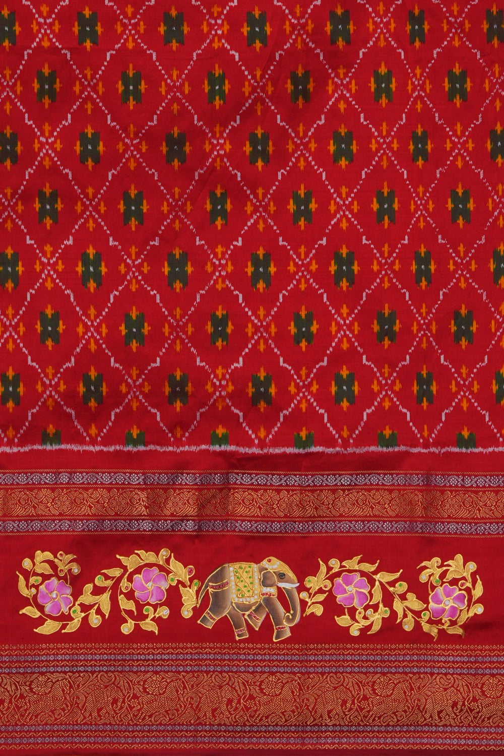 Image of Tanjore-Inspired Pochampally Ikat Silk Saree