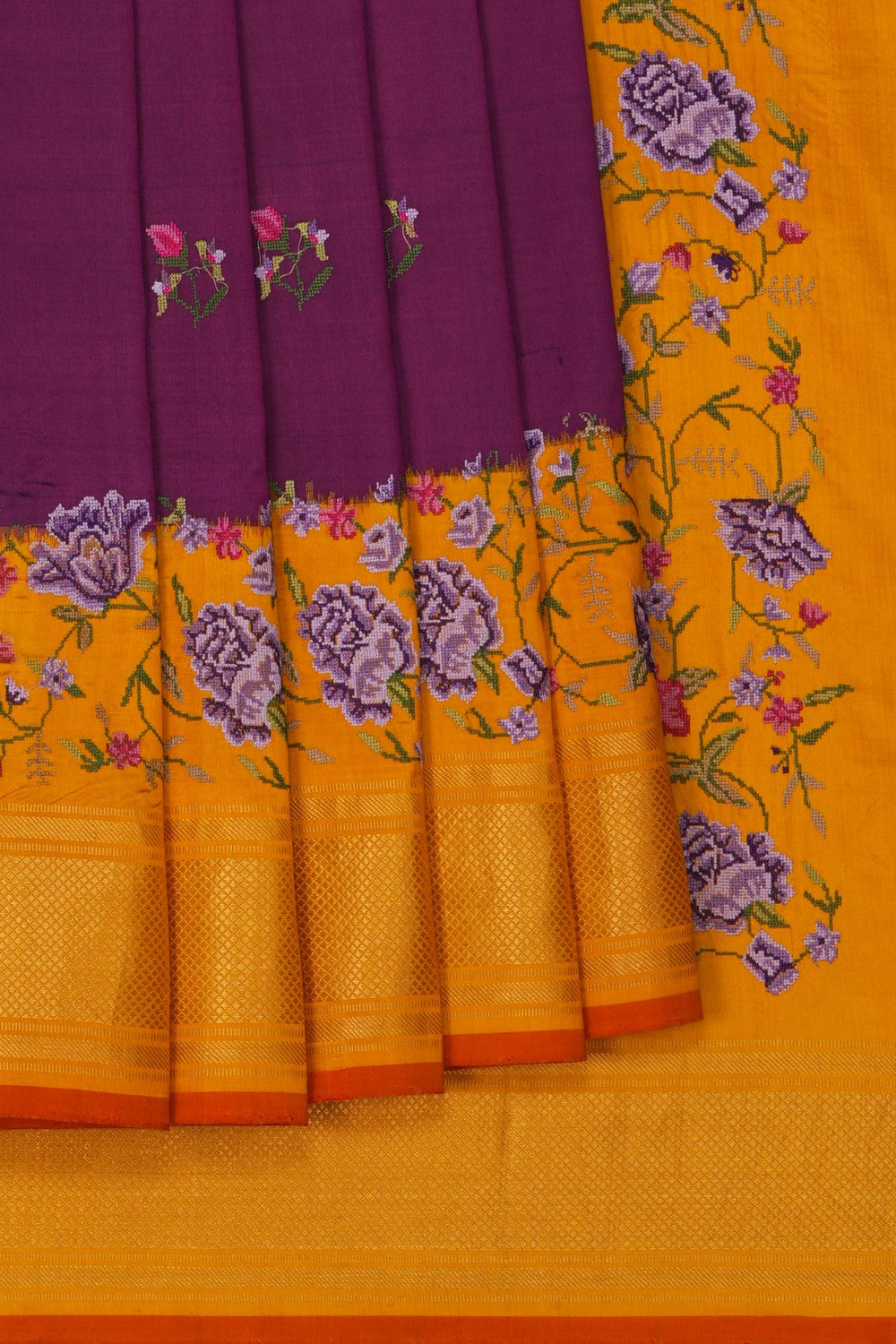 Image of Pochampally Ikat Silk Violet Saree