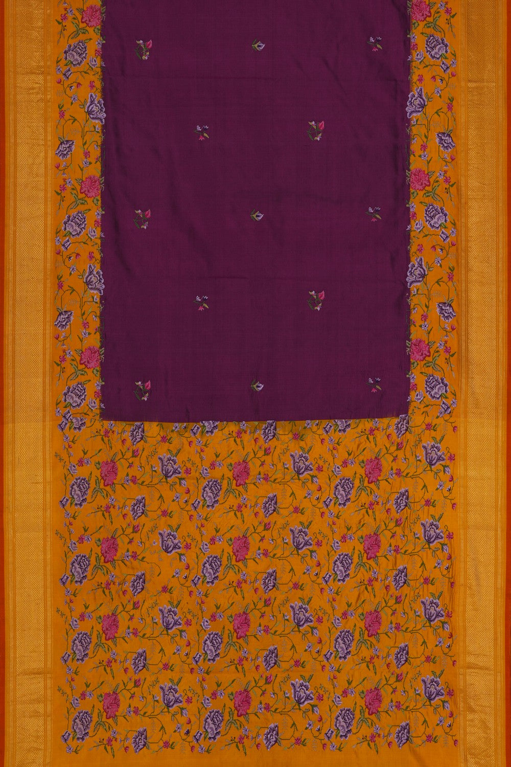 Image of Pochampally Ikat Silk Violet Saree