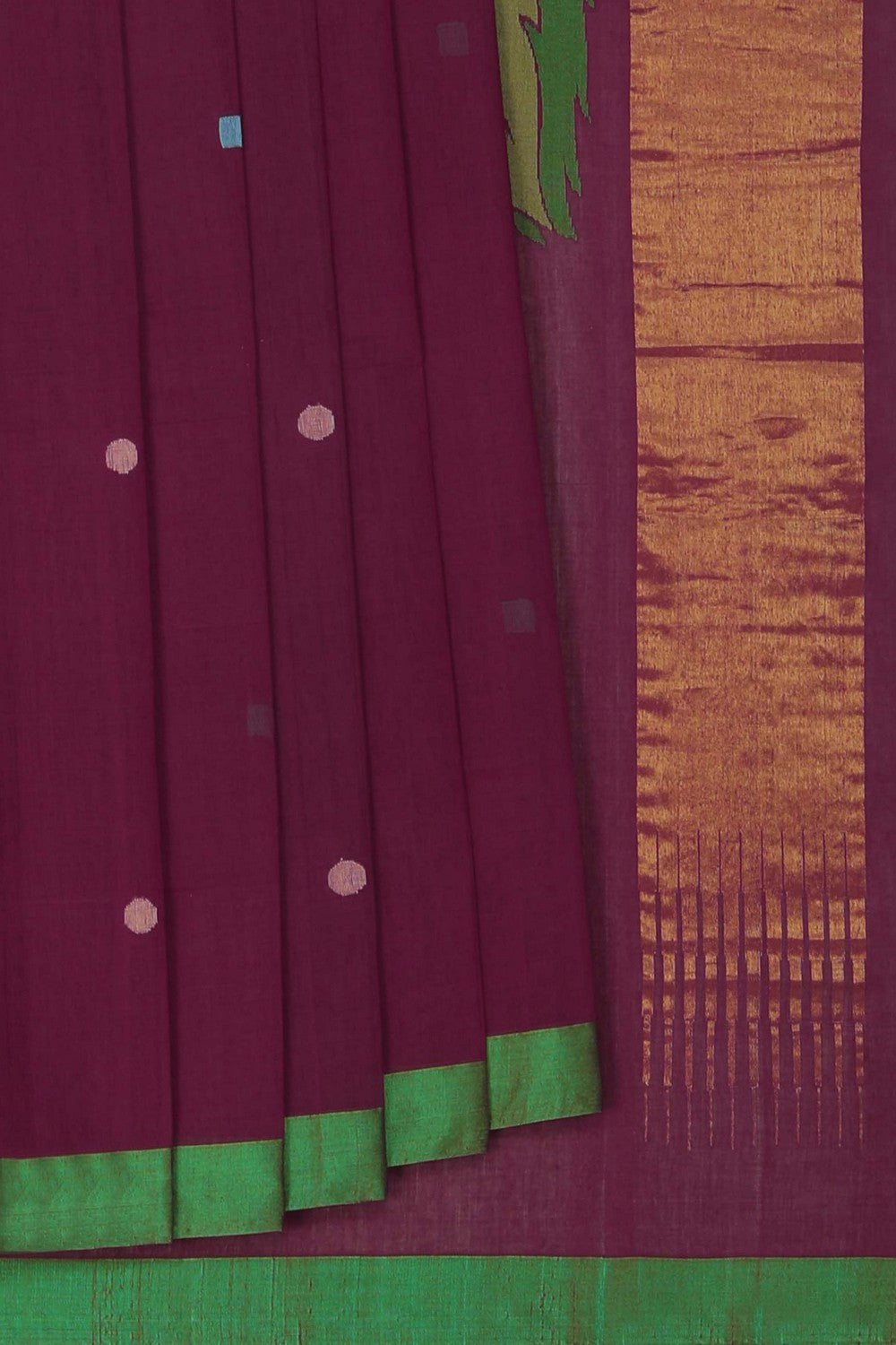 Image of Ponduru Cotton Maroon Saree