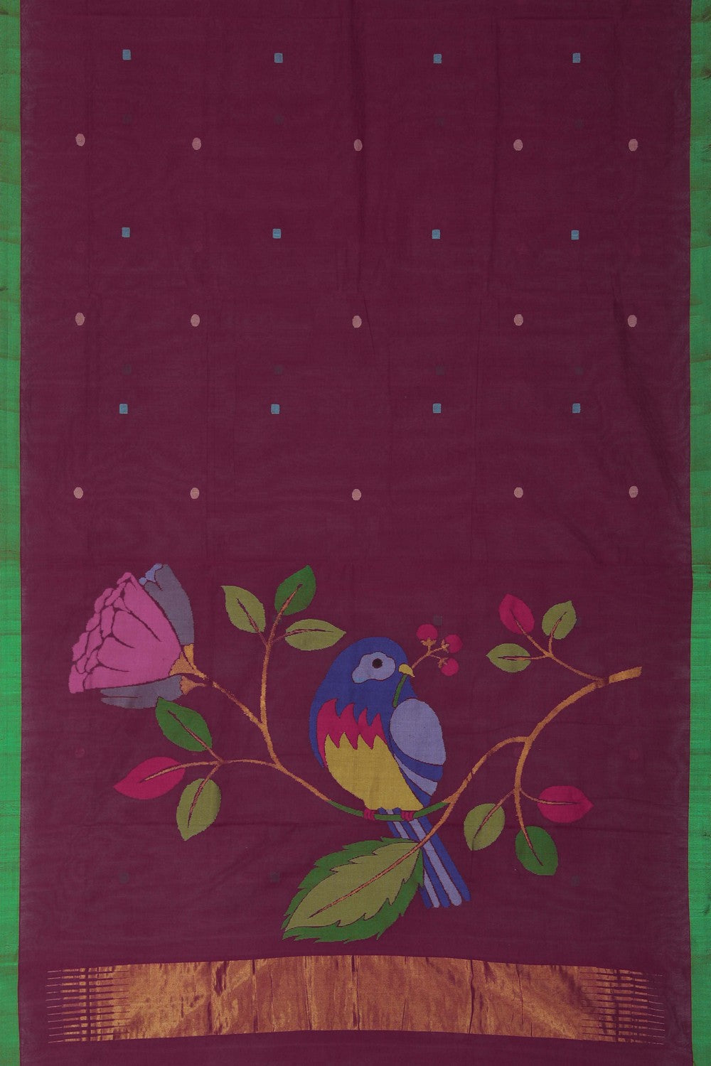 Image of Ponduru Cotton Maroon Saree
