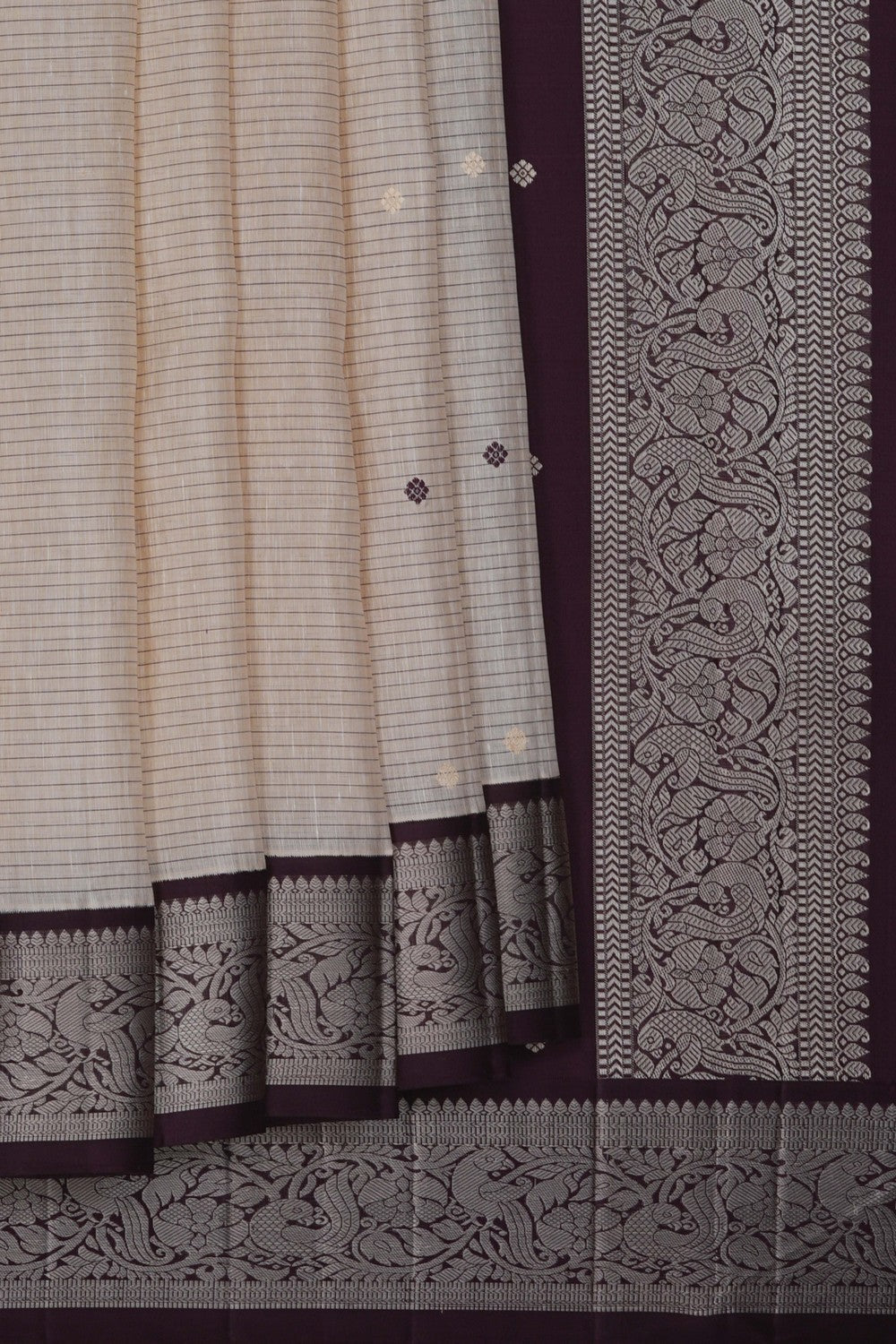 Image of Kanjivaram Silk Off-White Saree