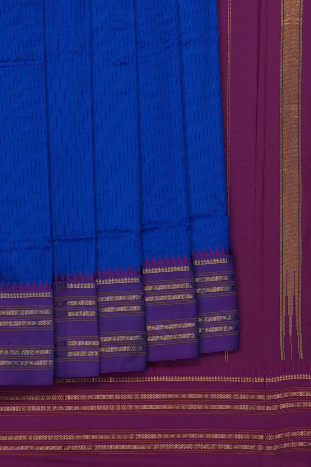 Image of Blue Narayanpet Silk Saree