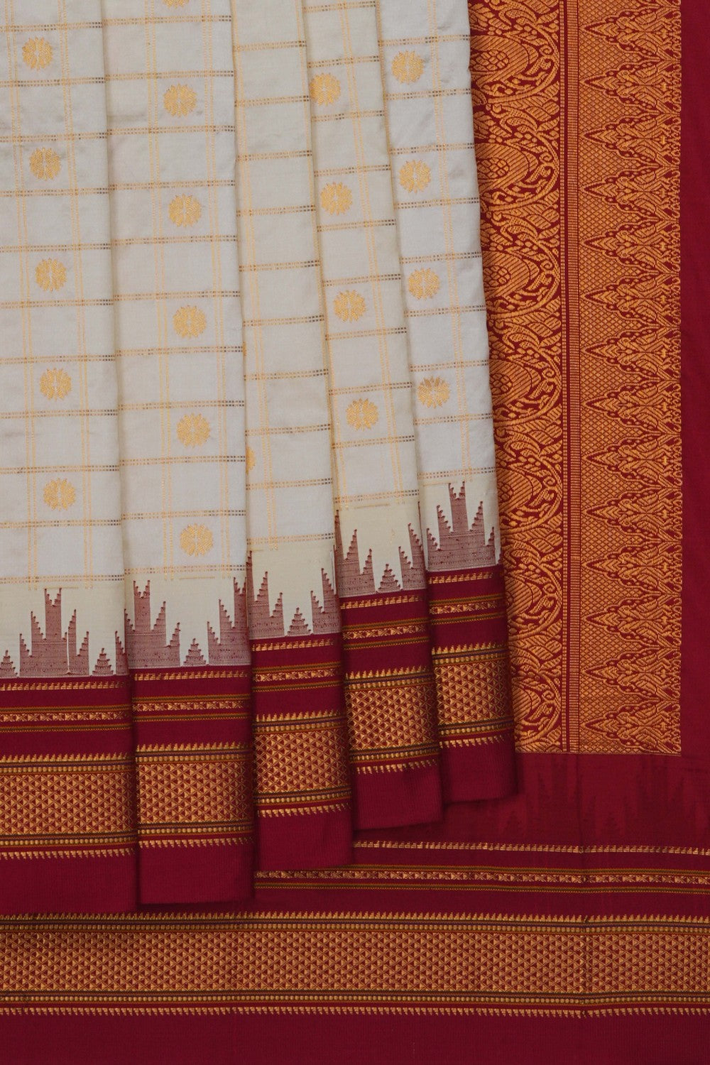 Image of Narayanpet Silk Ivory Off-White Saree
