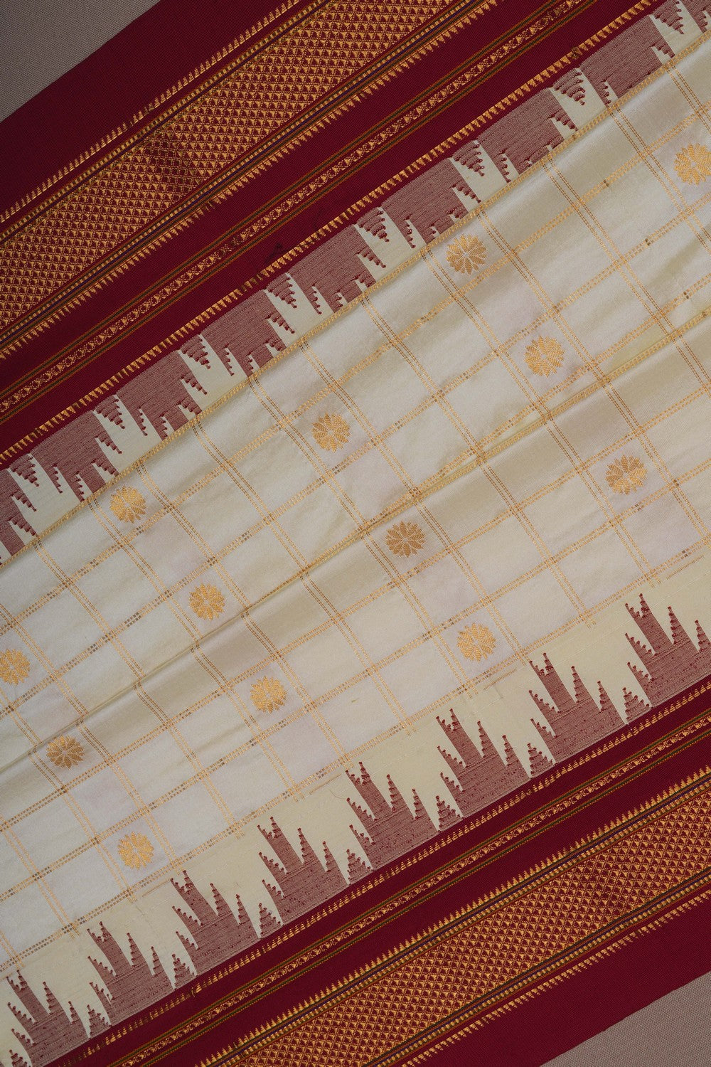 Image of Narayanpet Silk Ivory Off-White Saree