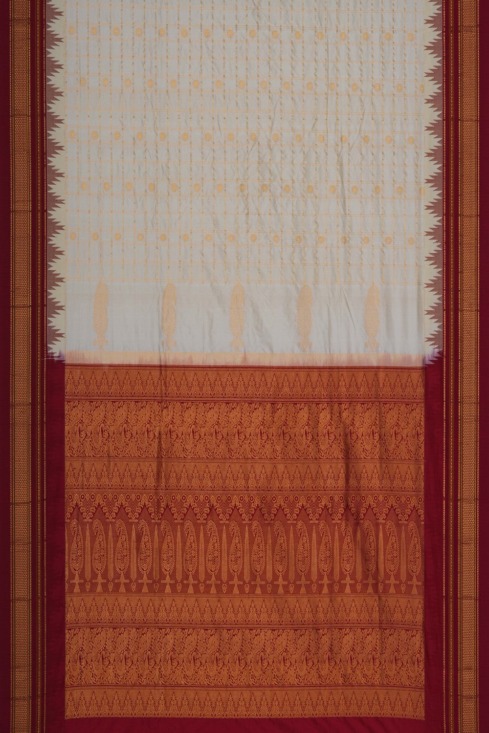 Image of Narayanpet Silk Ivory Off-White Saree