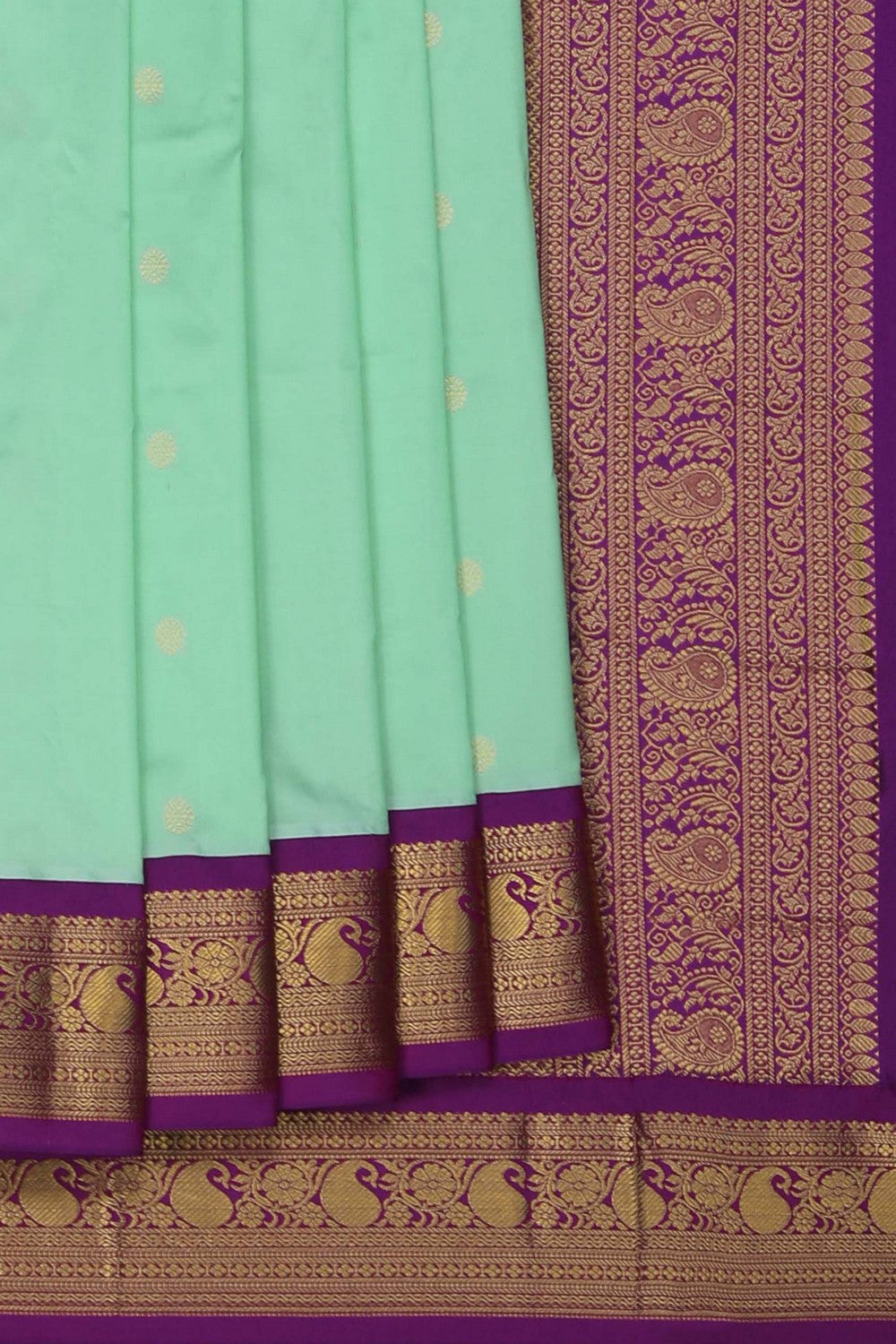Image of Narayanpet Silk Mint Green Saree