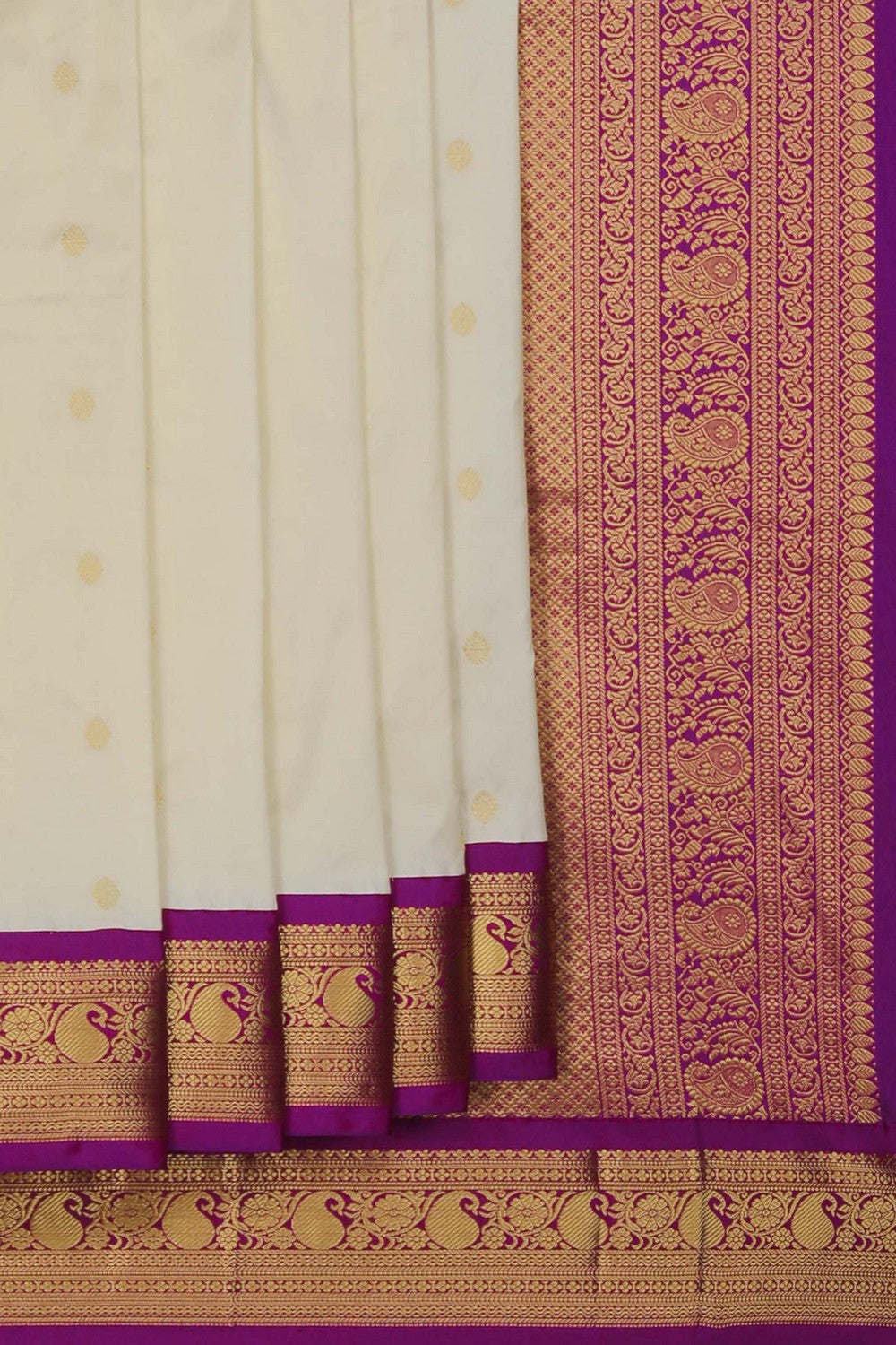 Image of Narayanpet Silk Ivory Off-White Saree