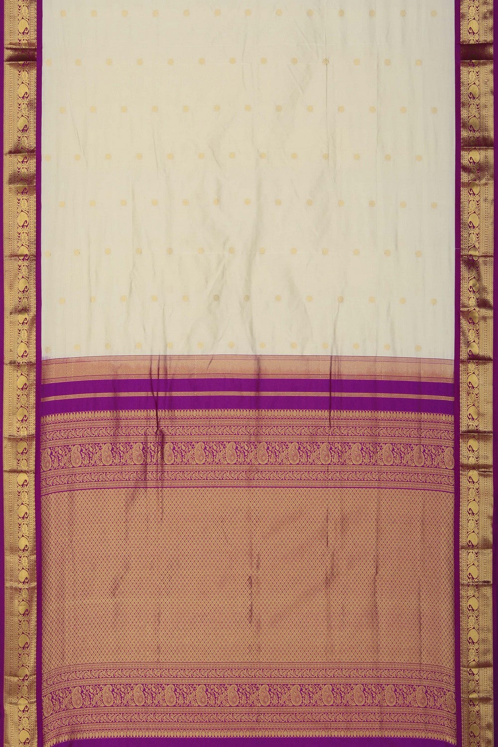 Image of Narayanpet Silk Ivory Off-White Saree