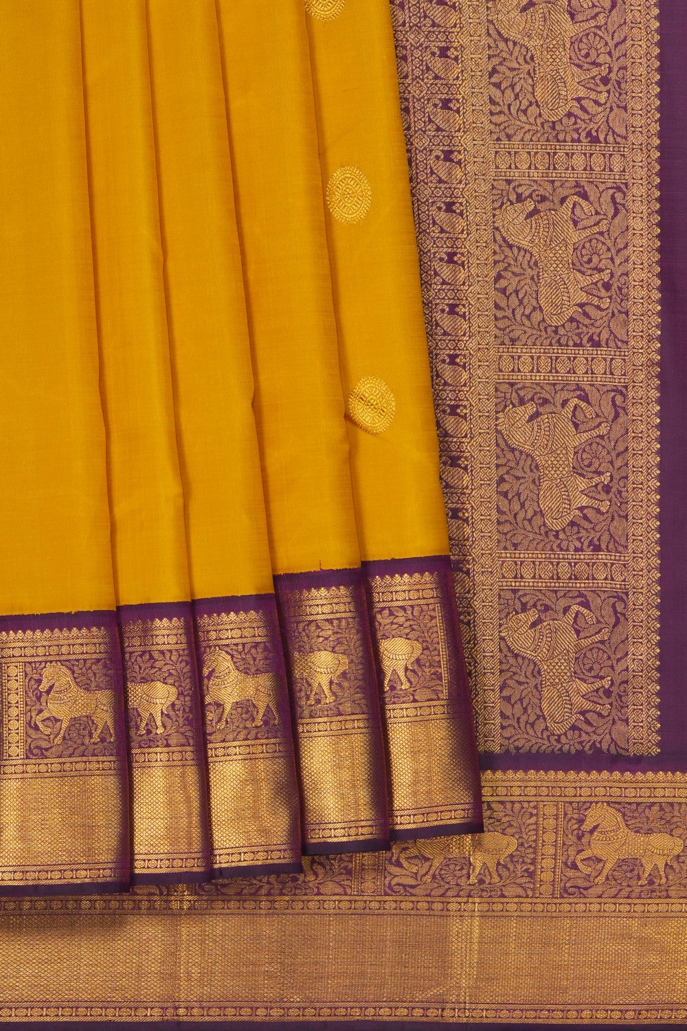 Image of Arani Silk Mustard Saree