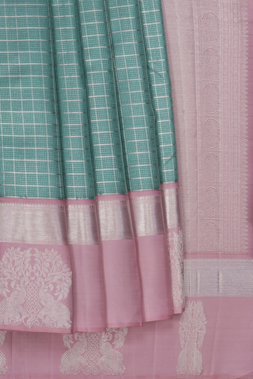 Image of Arani Silk Smoky Green Saree