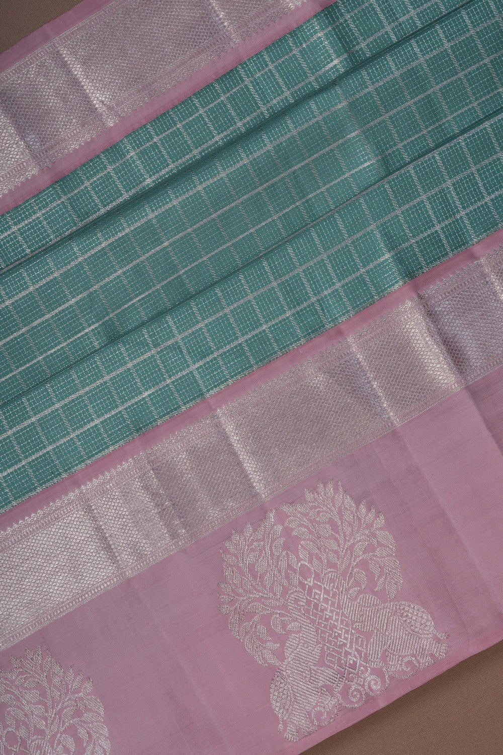 Image of Arani Silk Smoky Green Saree