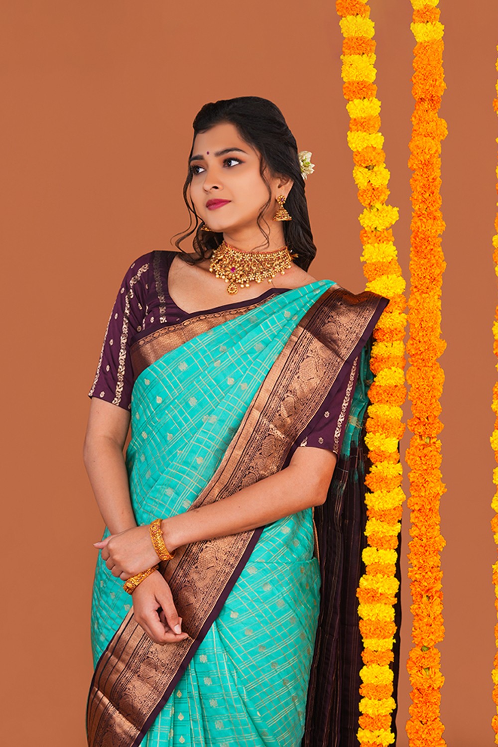 Image of South Silk Sea Green Saree