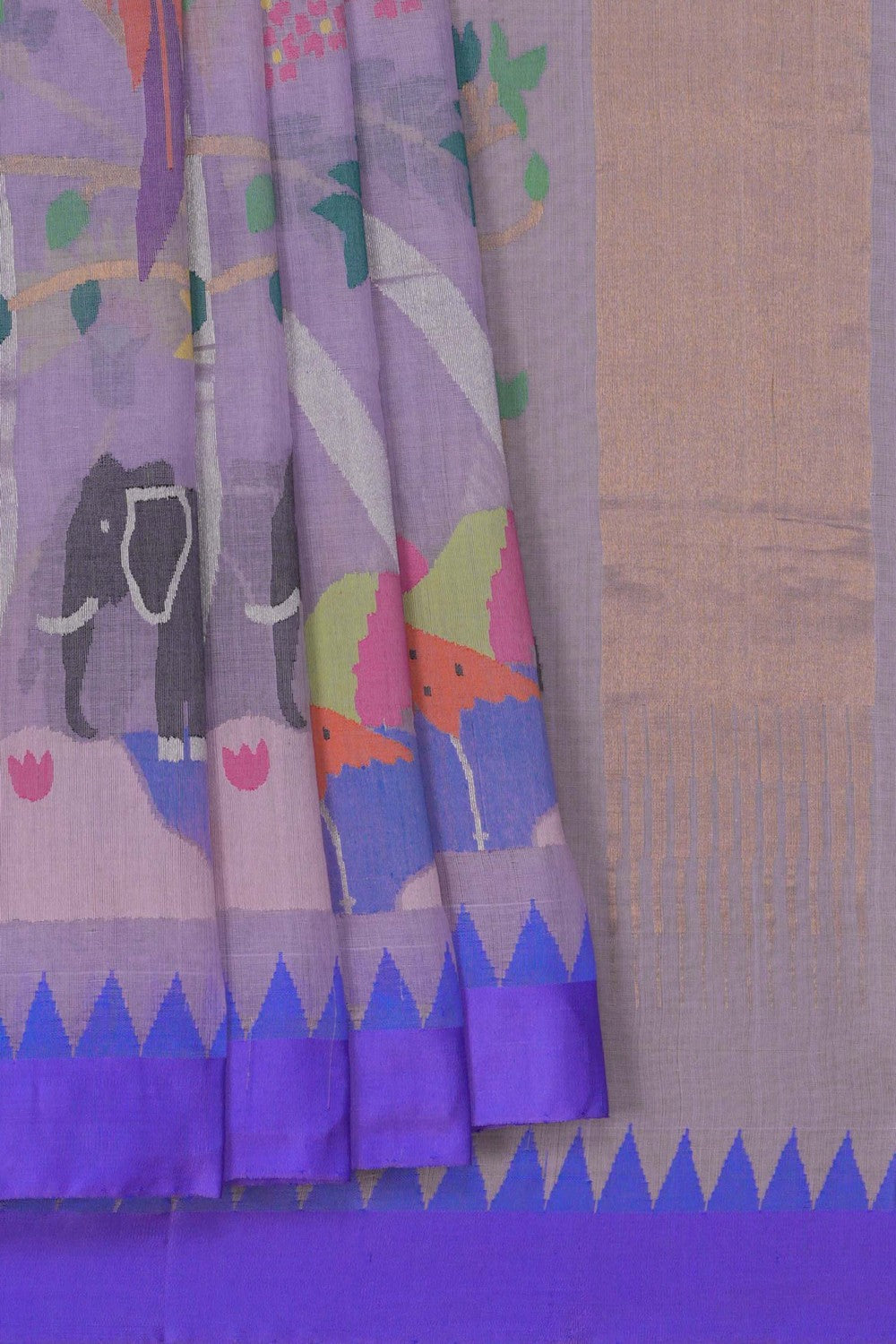 Image of Ponduru Cotton Purple Saree