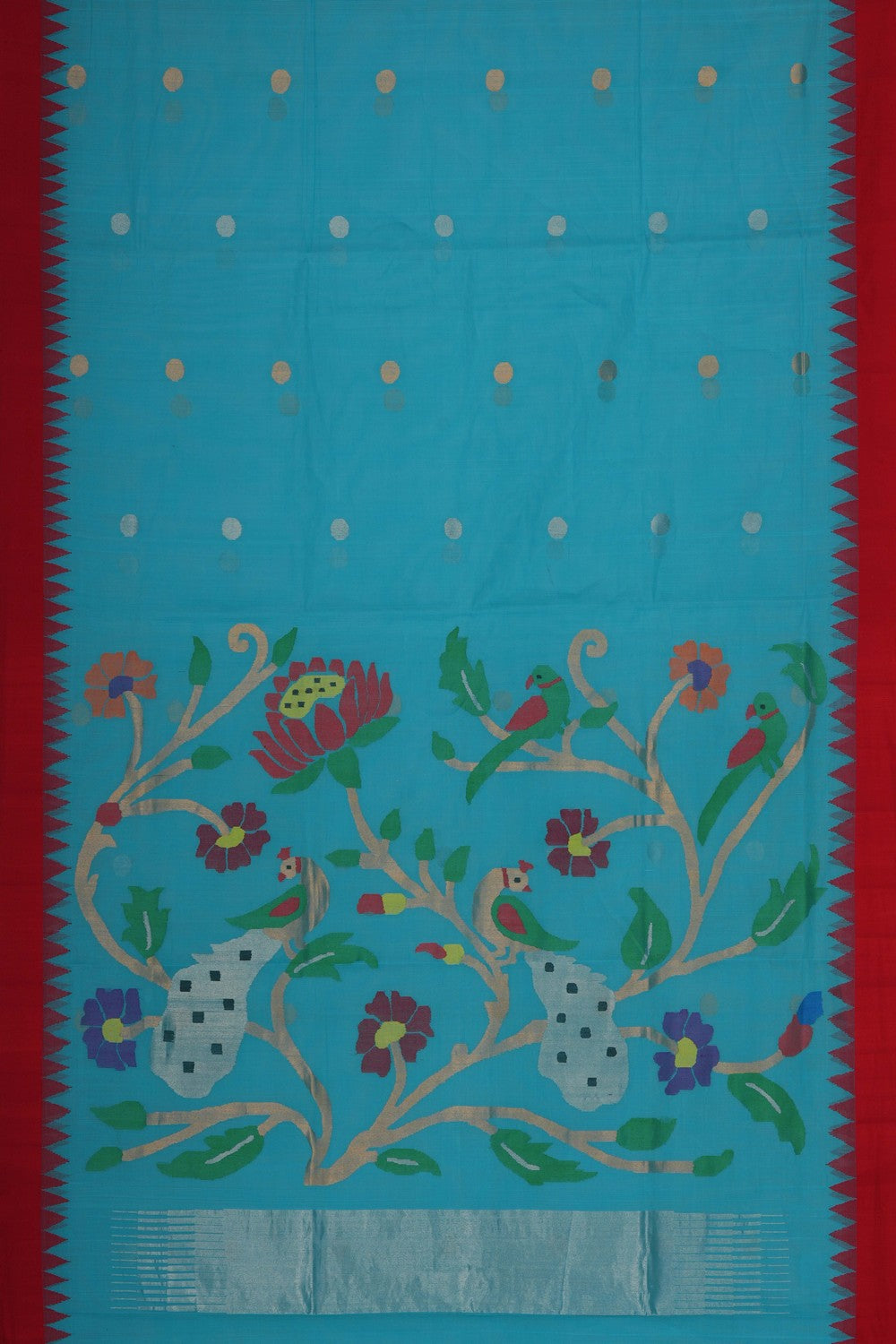Image of Ponduru Cotton Blue Saree