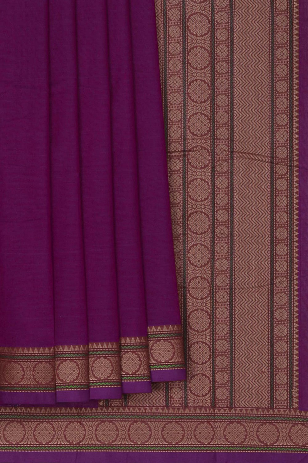 Image of Kanchi Cotton Magenta Saree