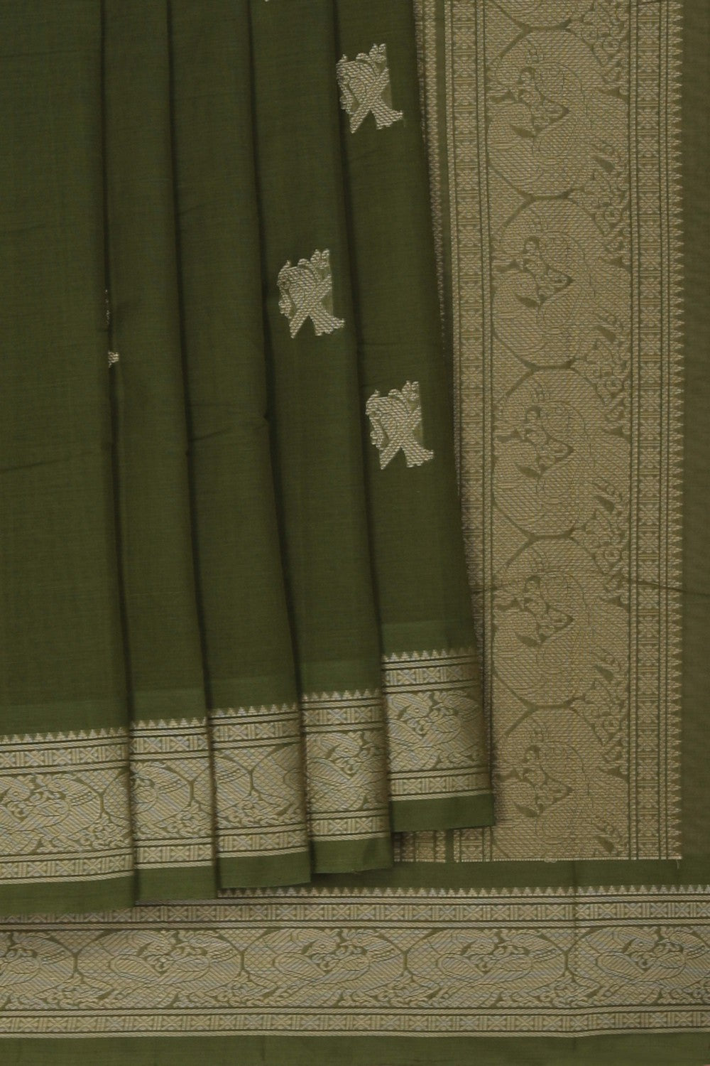 Image of Kanchi Cotton Green Saree