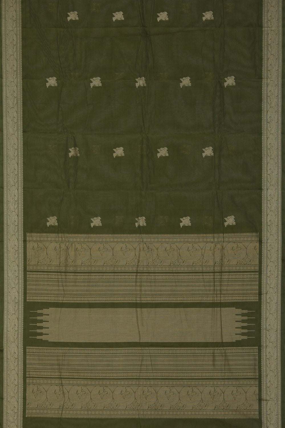 Image of Kanchi Cotton Green Saree