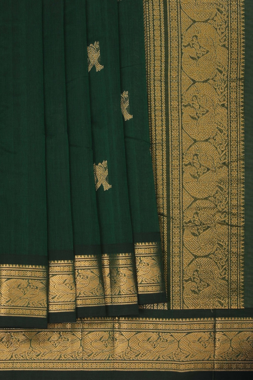 Image of Kanchi Cotton Green Saree