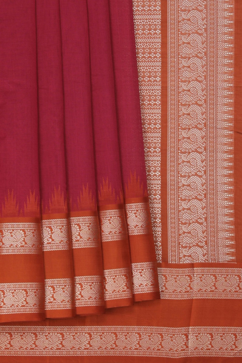 Image of Plum-Pink Kanchi Cotton Saree