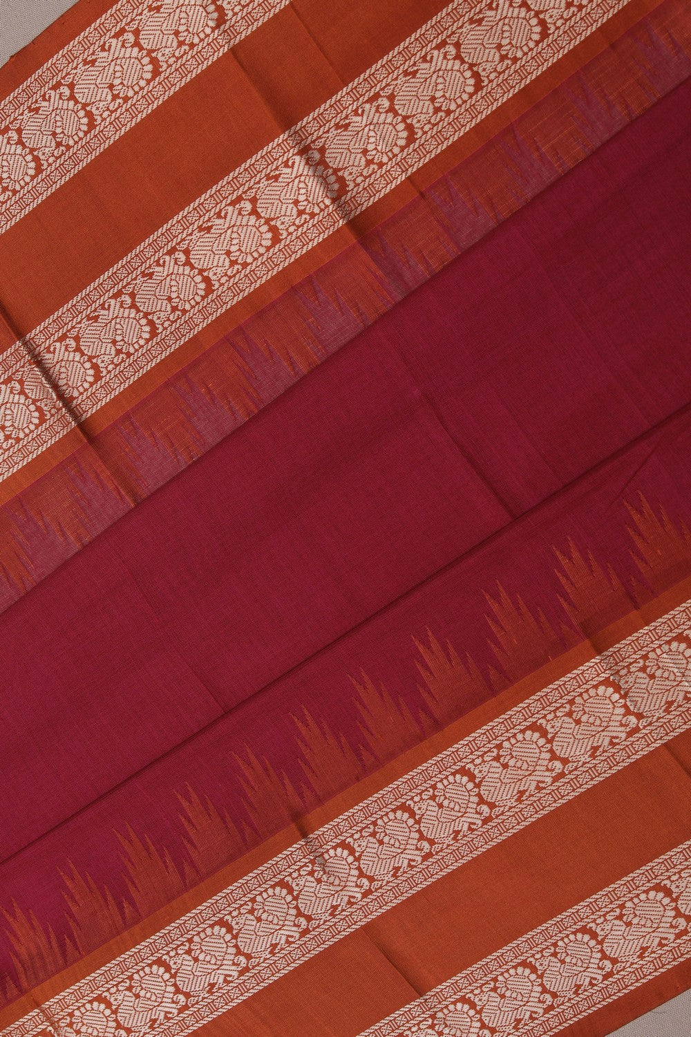 Image of Plum-Pink Kanchi Cotton Saree