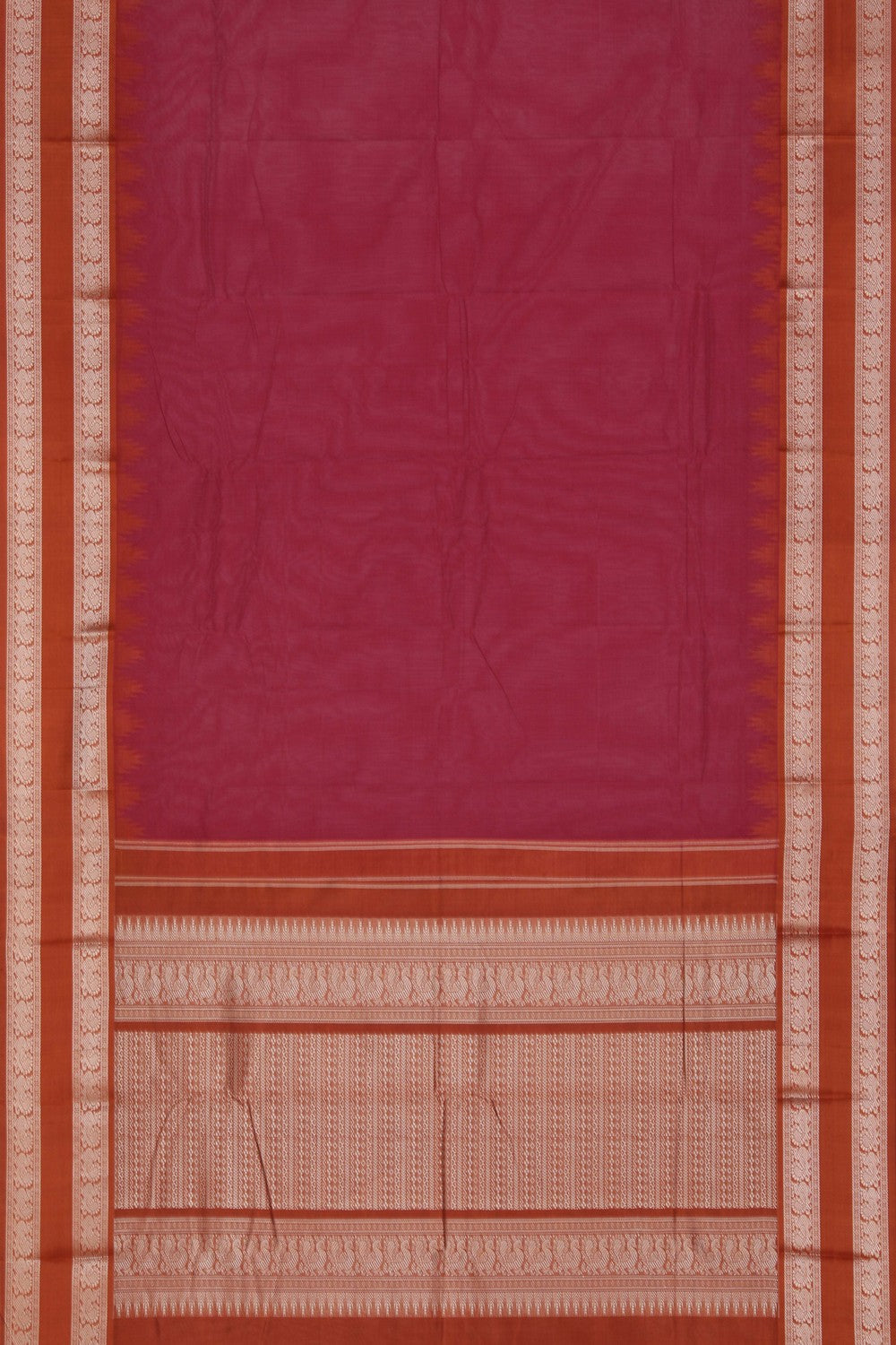Image of Plum-Pink Kanchi Cotton Saree