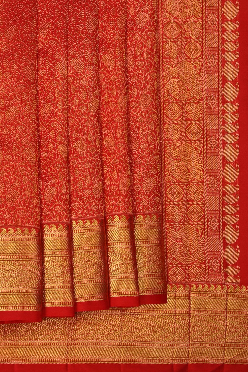 Image of Kanjivaram Silk Brocade Red Saree