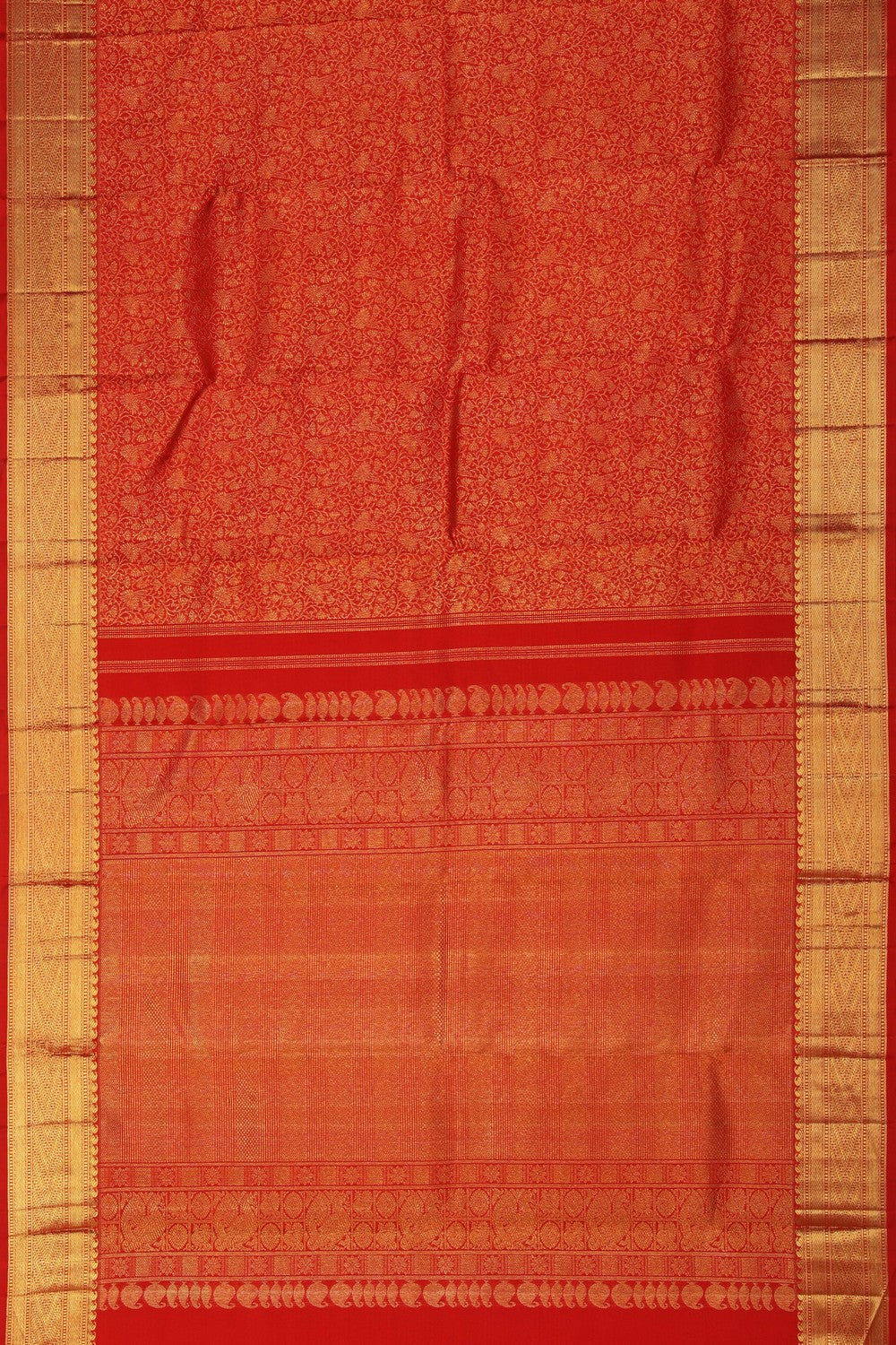Image of Kanjivaram Silk Brocade Red Saree