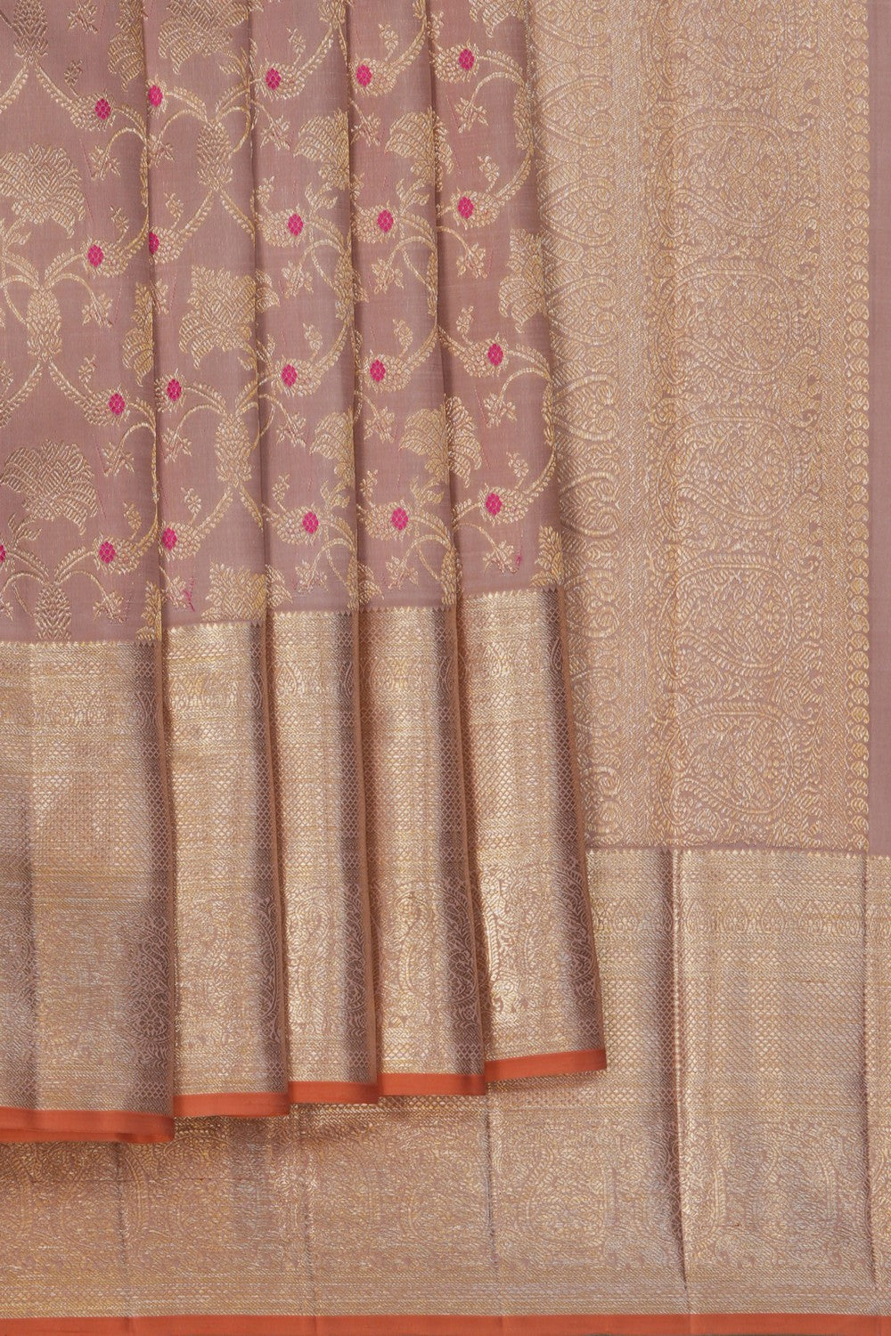 Image of Kanjivaram Silk Brocade Beige Saree