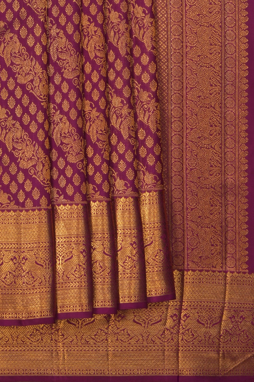 Image of Kanjivaram Silk Brocade Purple Saree