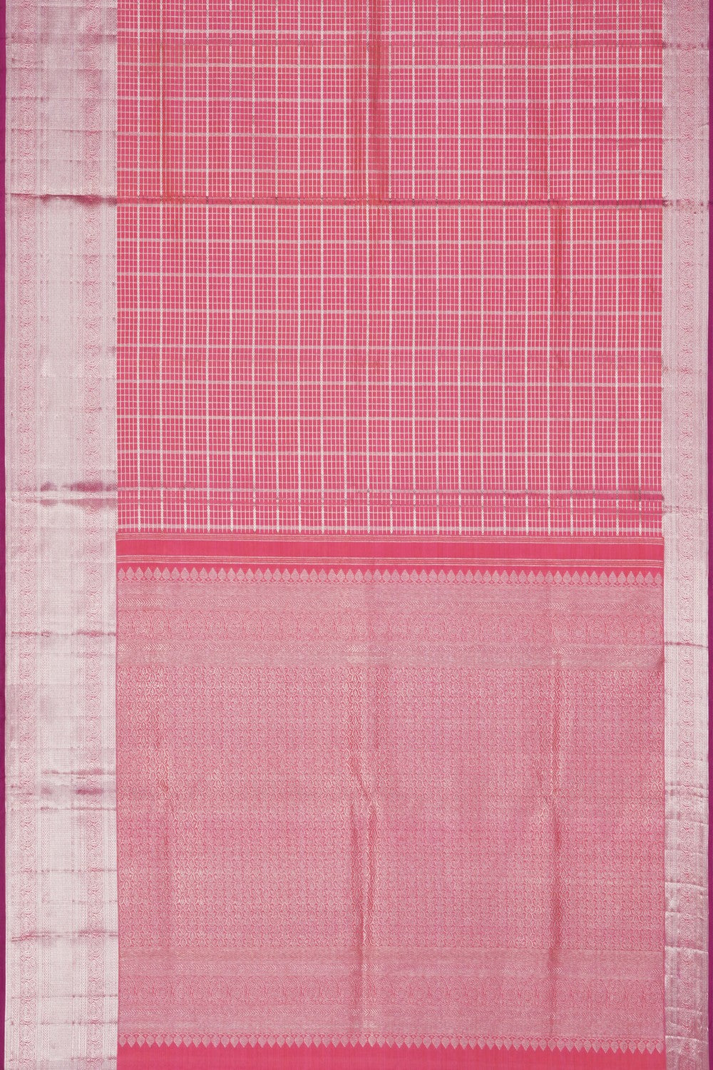 Image of Pink Kanchipuram Silk Kattam Saree