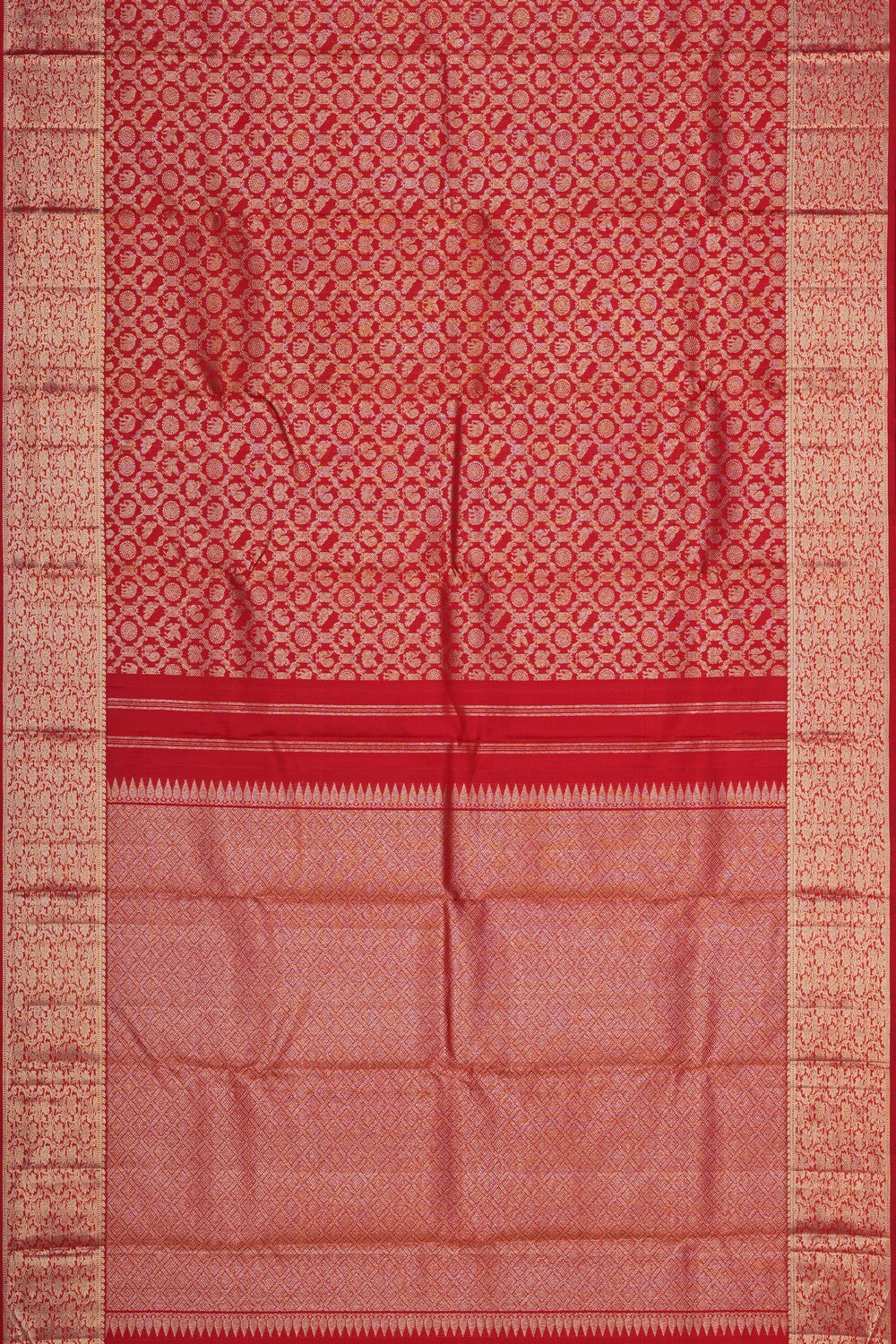 Image of Kanjivaram Silk Brocade Red Saree