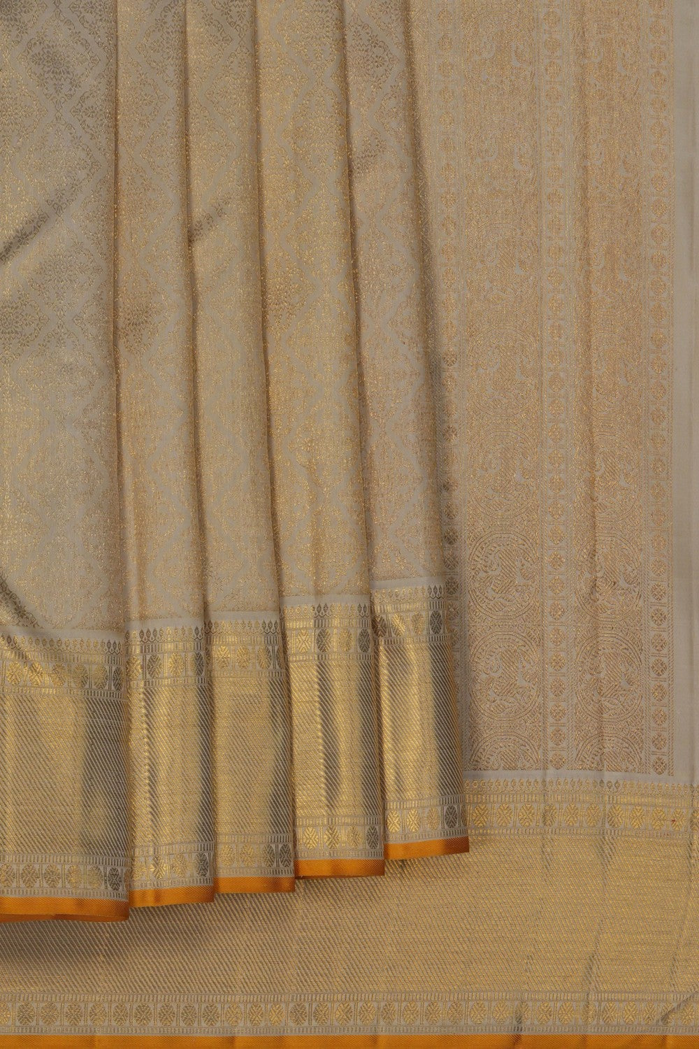 Image of Kanjivaram Silk Brocade Off-White Saree