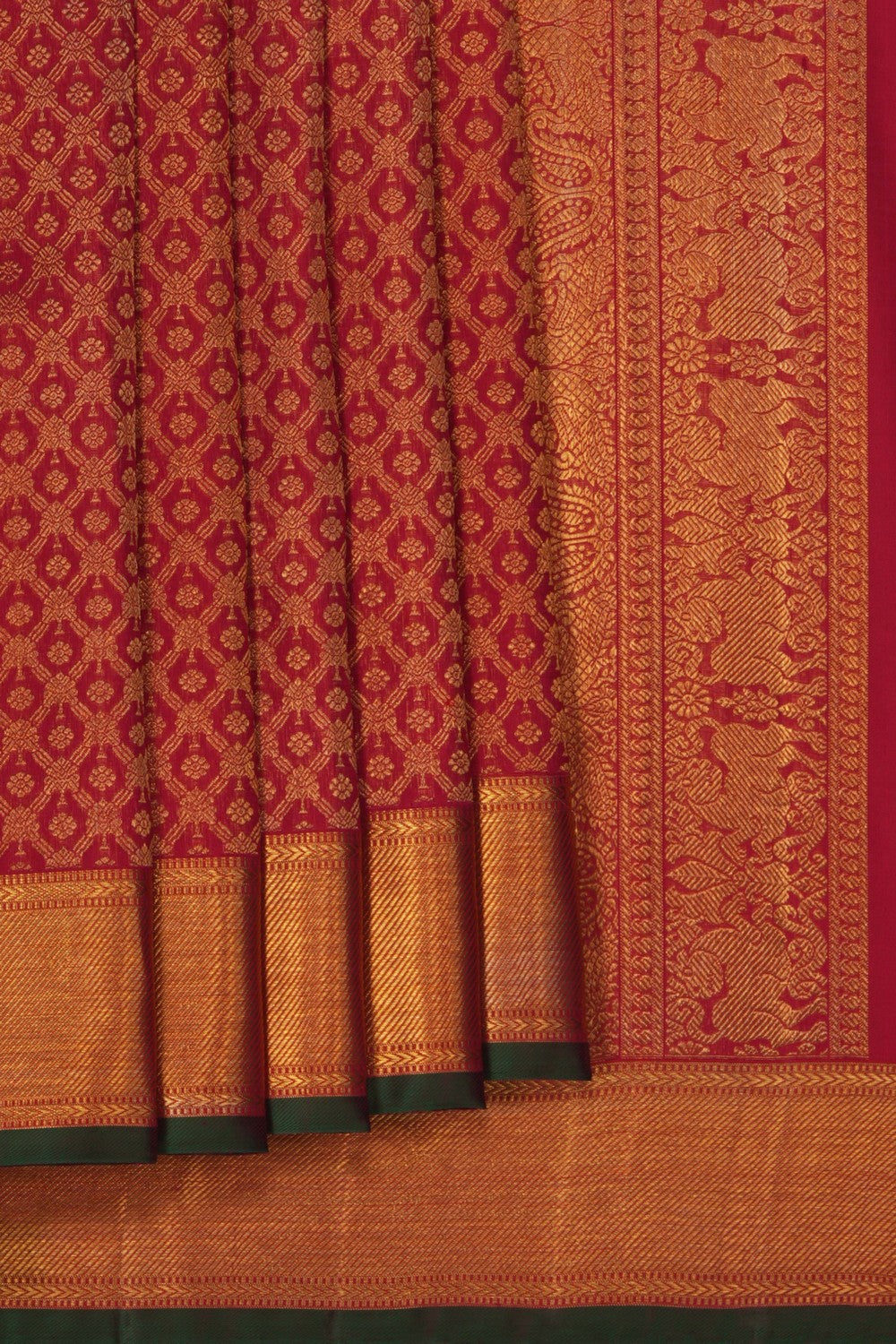 Image of Kanjivaram Silk Brocade Red Saree