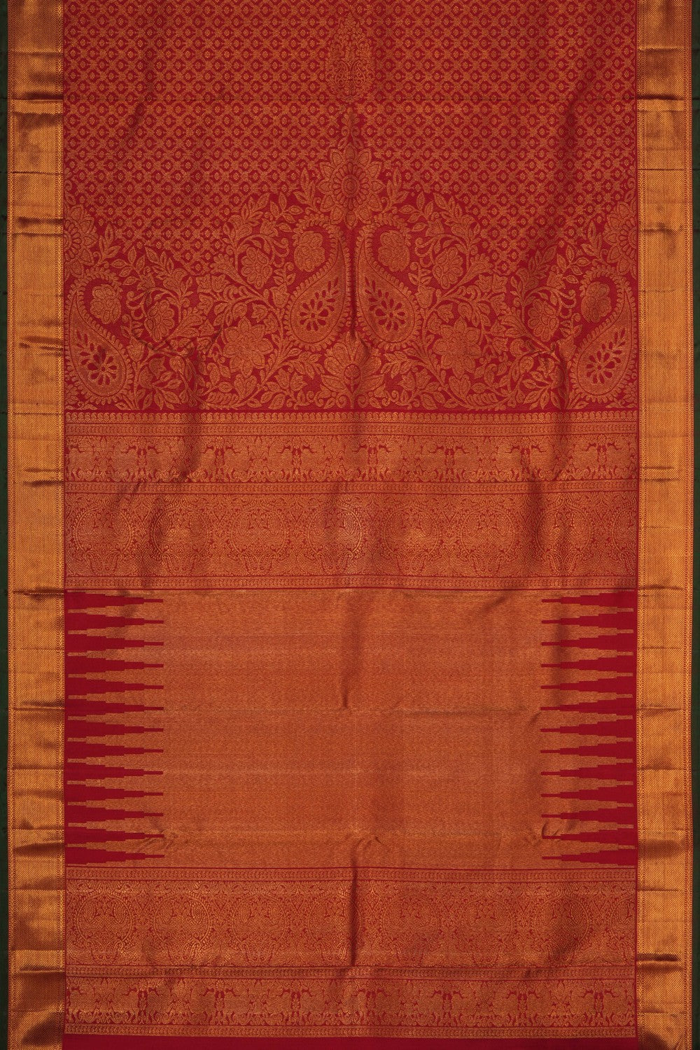 Image of Kanjivaram Silk Brocade Red Saree
