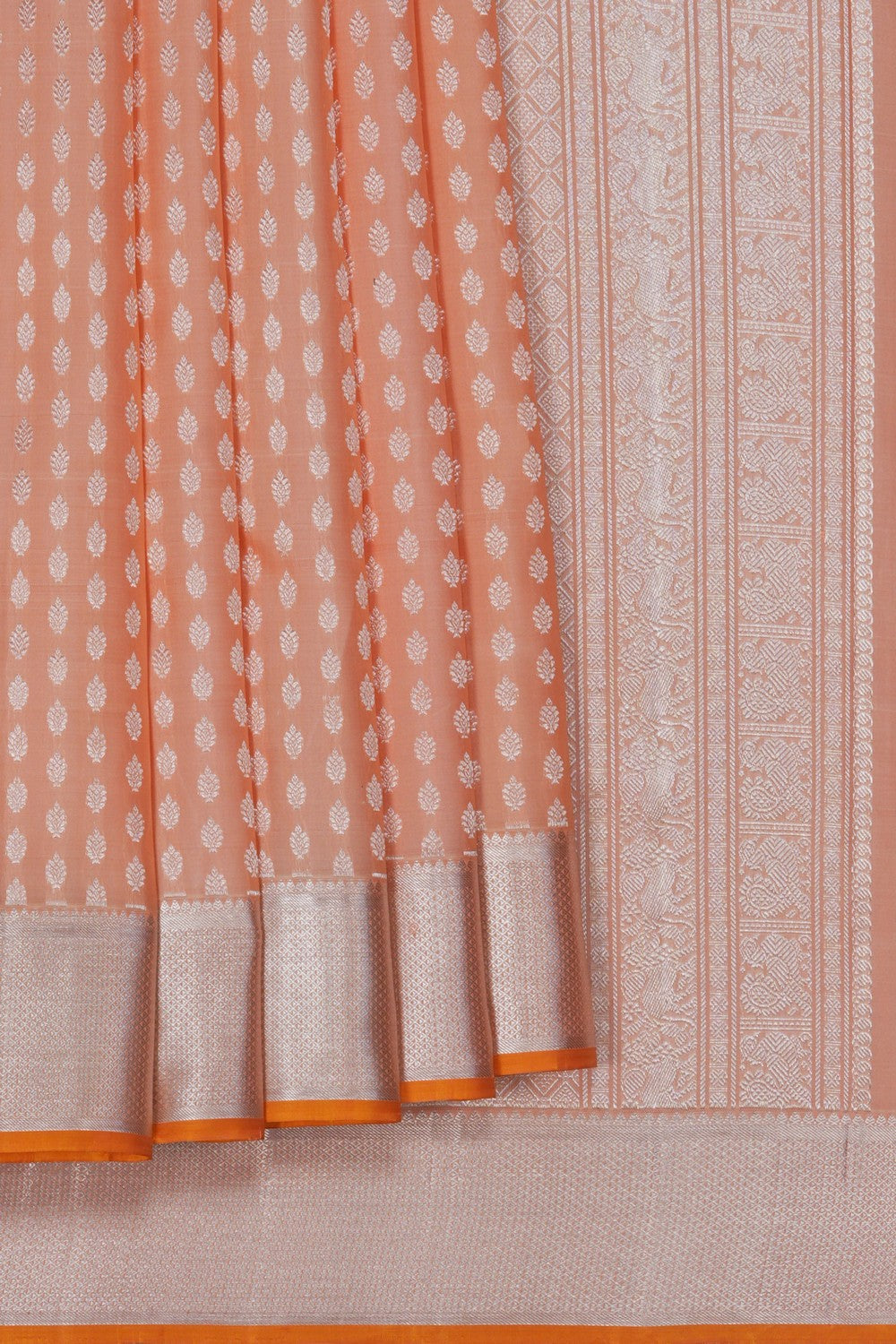 Image of Kanjivaram Silk Brocade Peach Saree