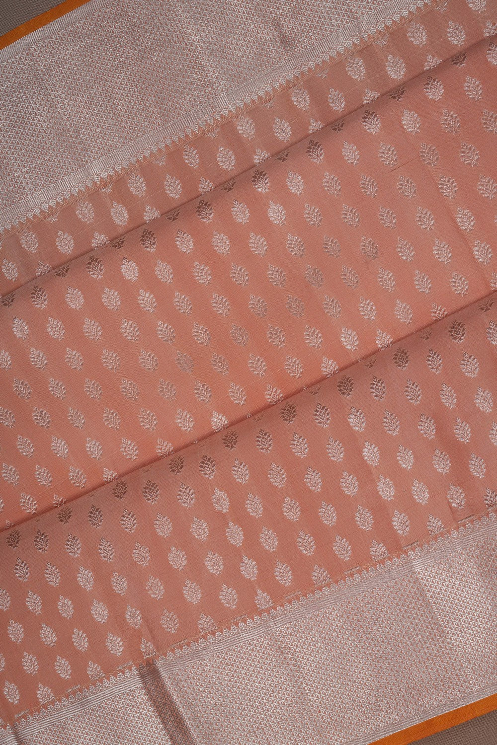 Image of Kanjivaram Silk Brocade Peach Saree
