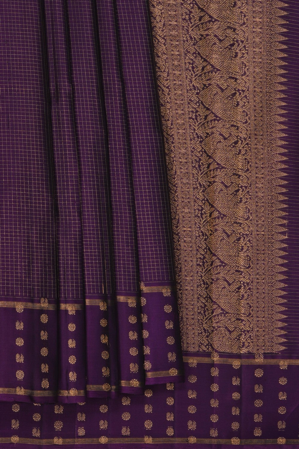 Image of Arani Silk Kattam Purple Saree