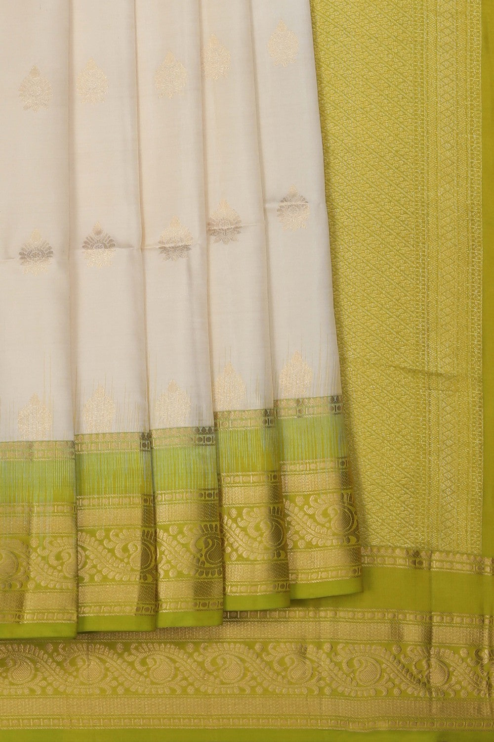Image of South Silk Ivory Off-White Saree