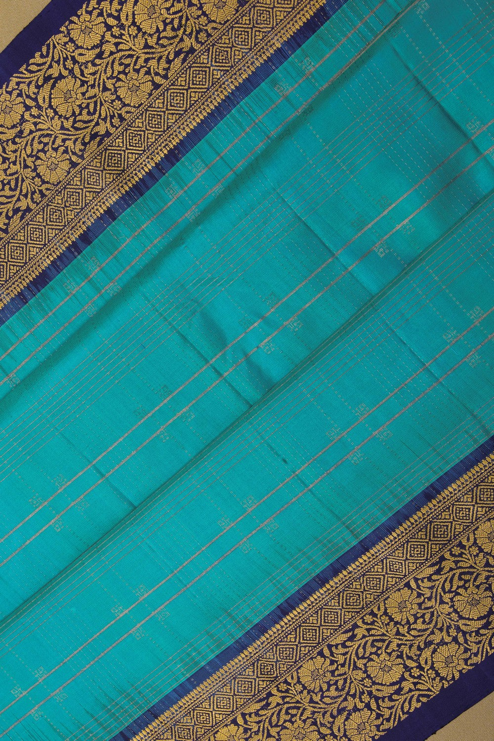 Image of South Silk Turquoise-Green Saree