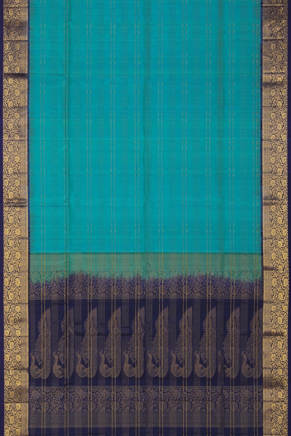 Image of South Silk Turquoise-Green Saree