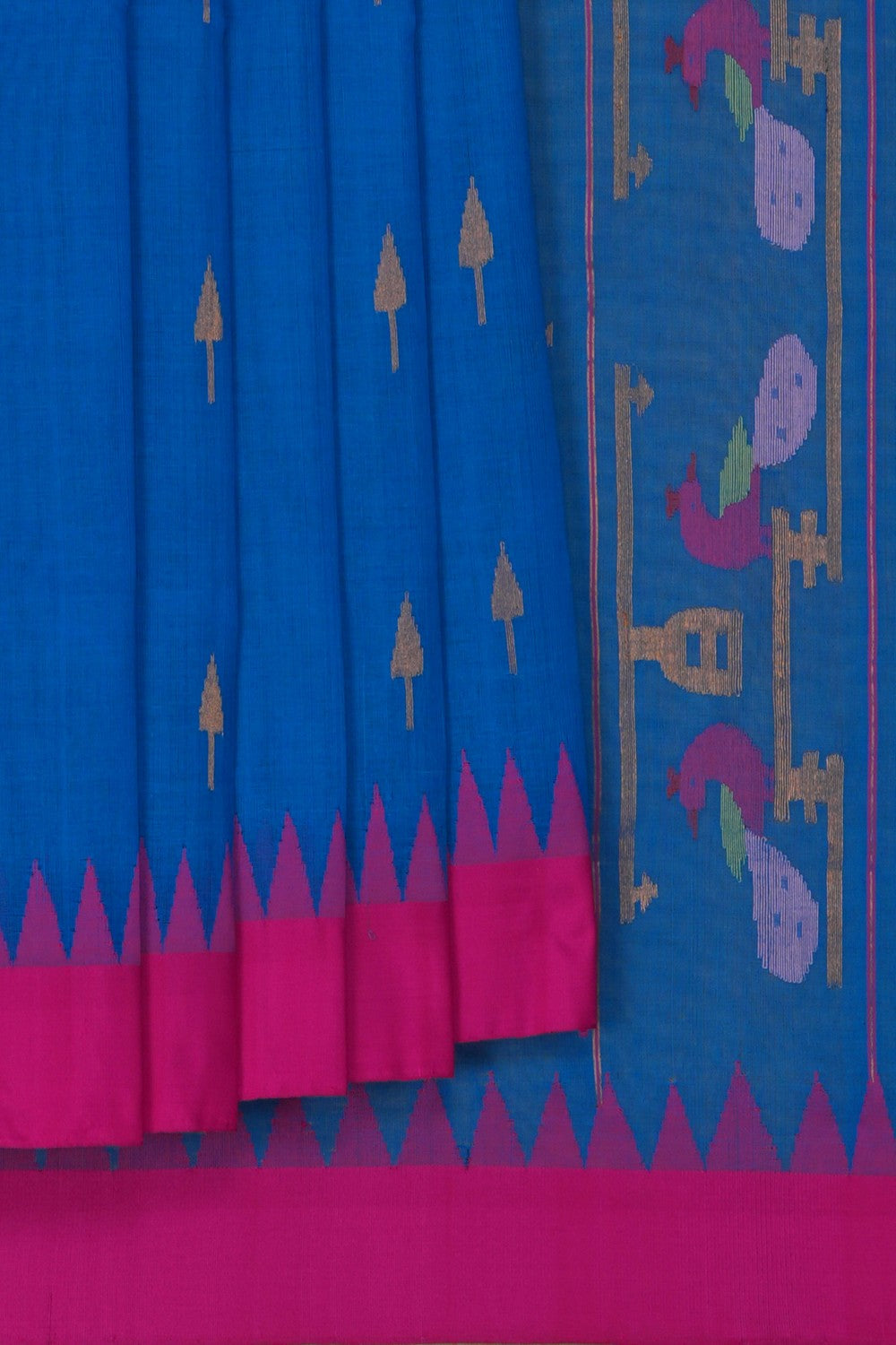 Image of Ponduru Cotton Blue Saree