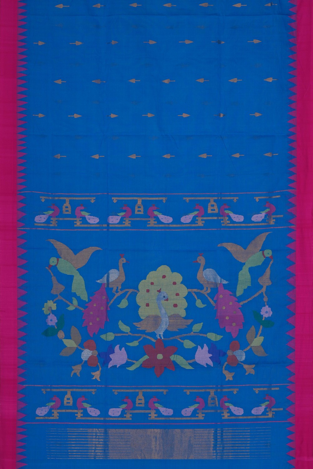 Image of Ponduru Cotton Blue Saree