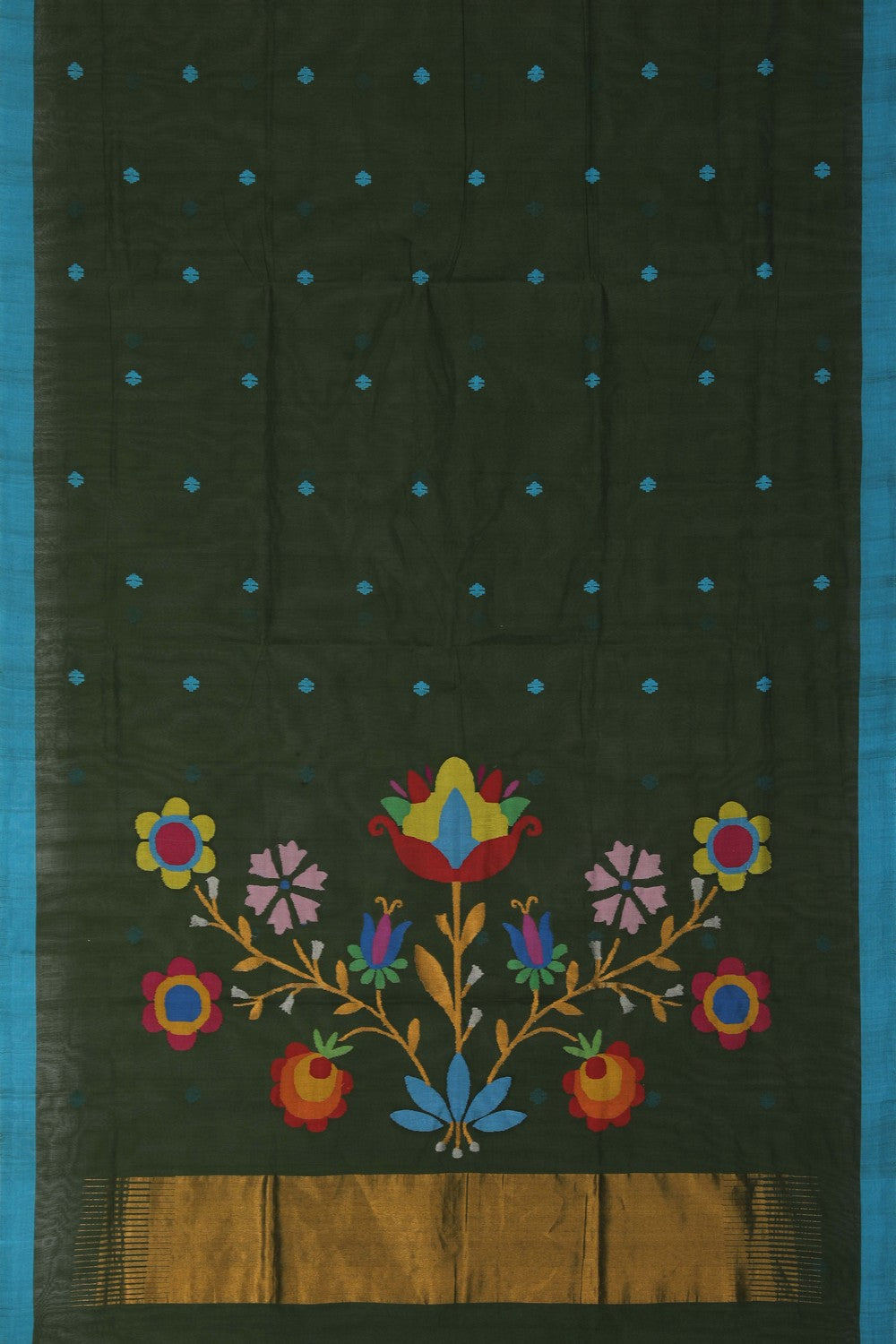 Image of Ponduru Cotton Green Saree